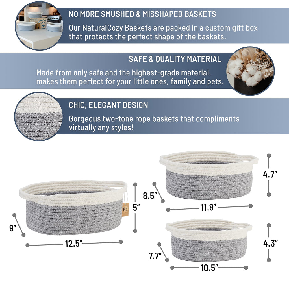 NaturalCozy oval basket medium toy storage – easy access for playful rooms.