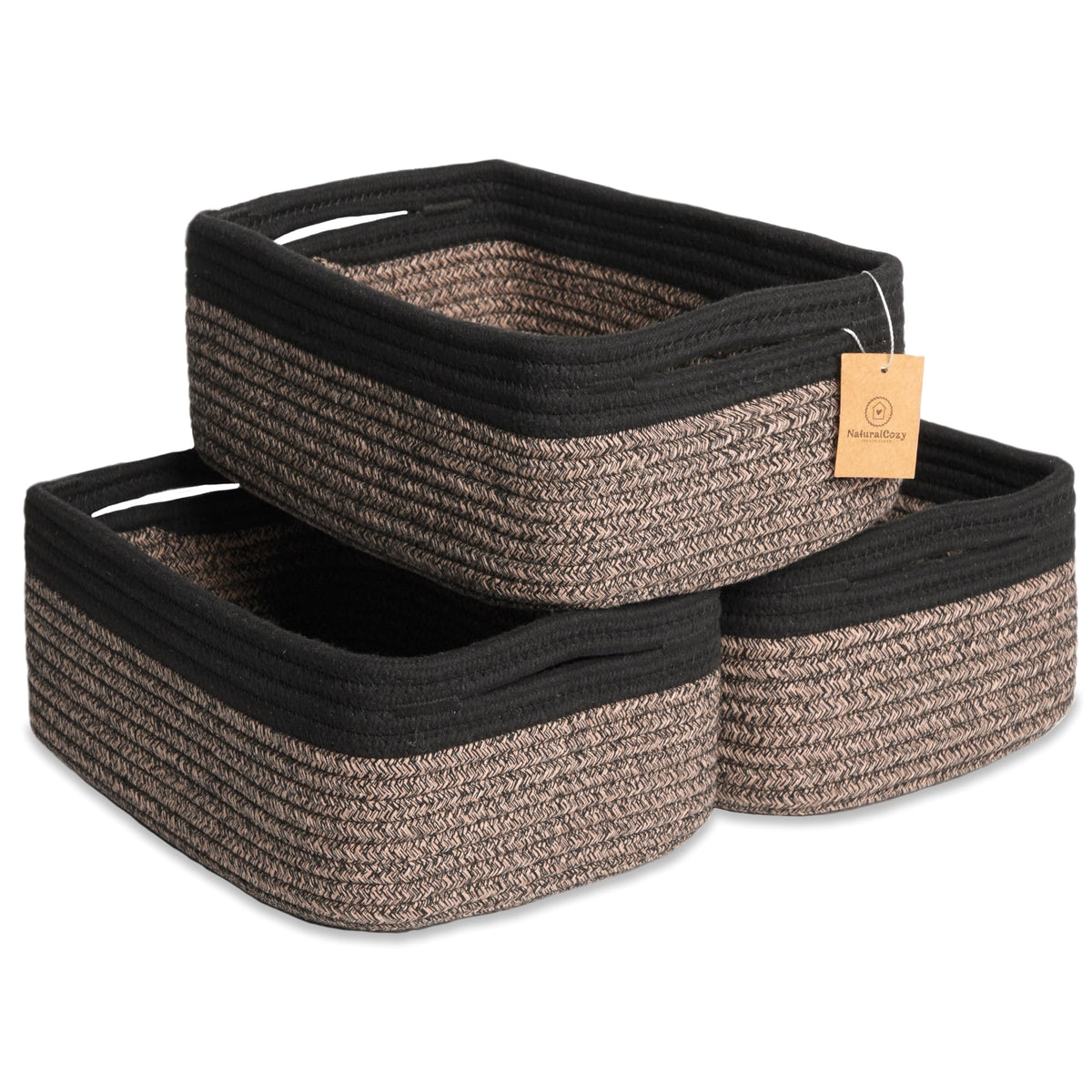 NaturalCozy rectangle basket folding method enables easy shaping for organized shelves