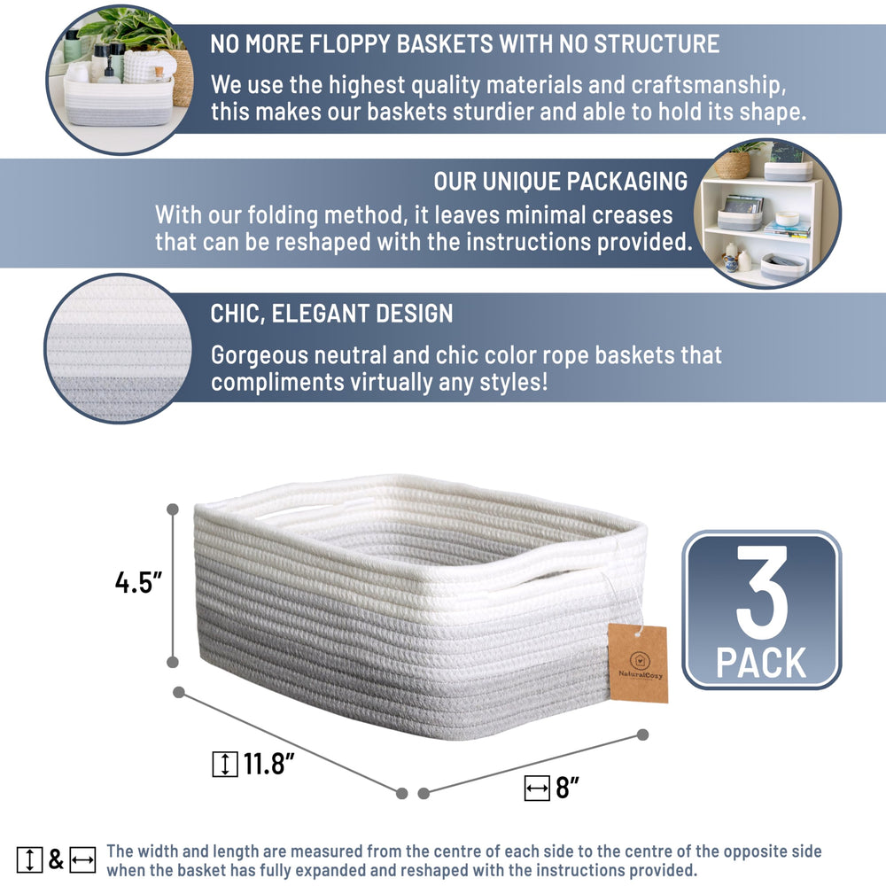 NaturalCozy rectangle basket hidden handles demonstrate discreet storage design.