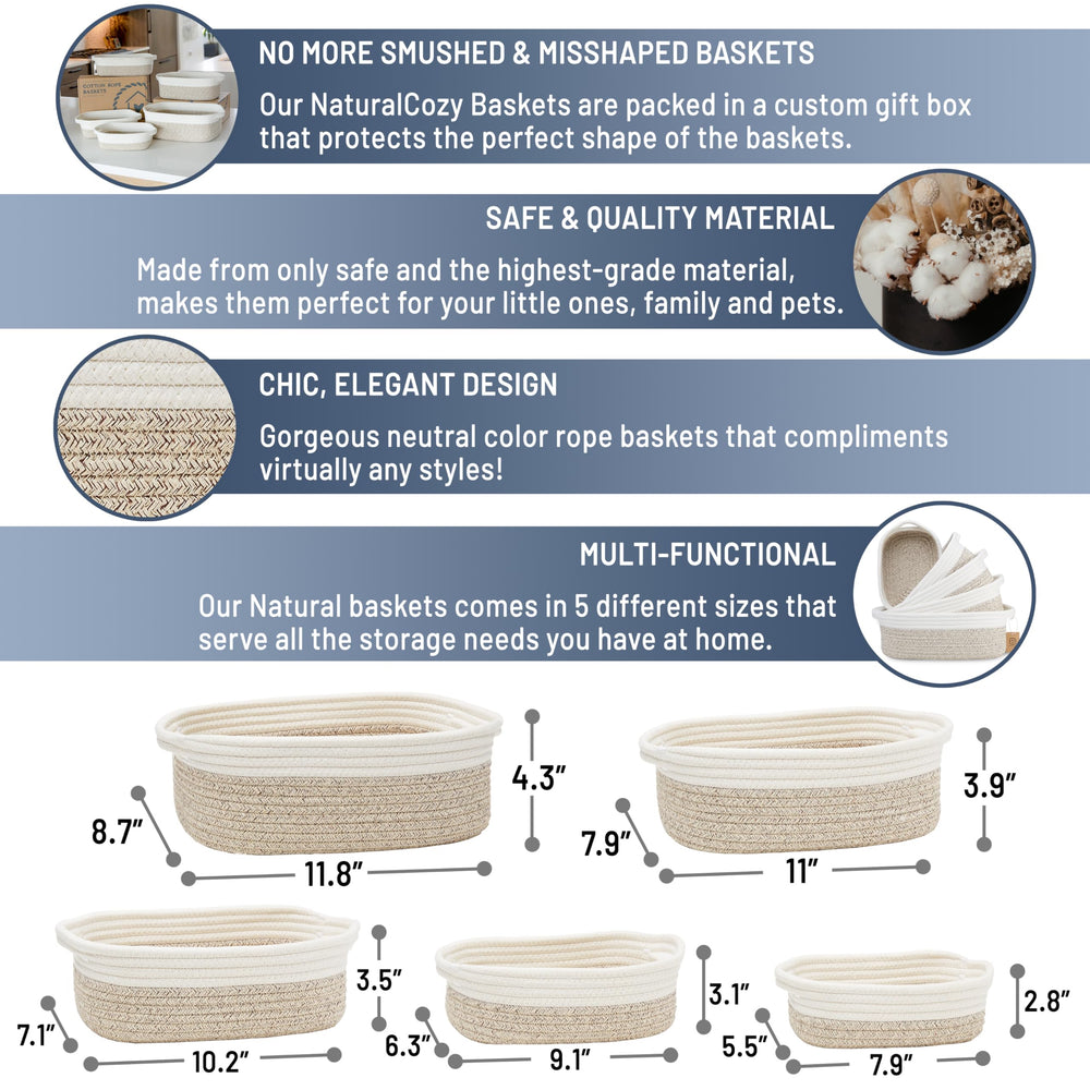 NaturalCozy largest rectangle basket ready for display or fruit storage.