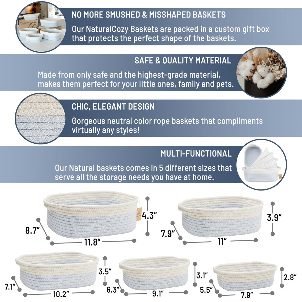 NaturalCozy largest rectangle basket used for toy storage