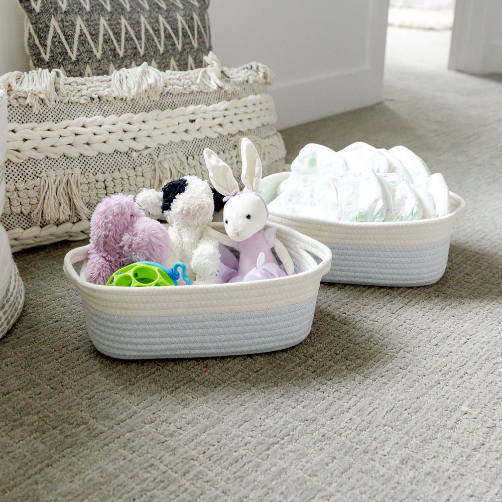 NaturalCozy medium basket organized for towels or small items
