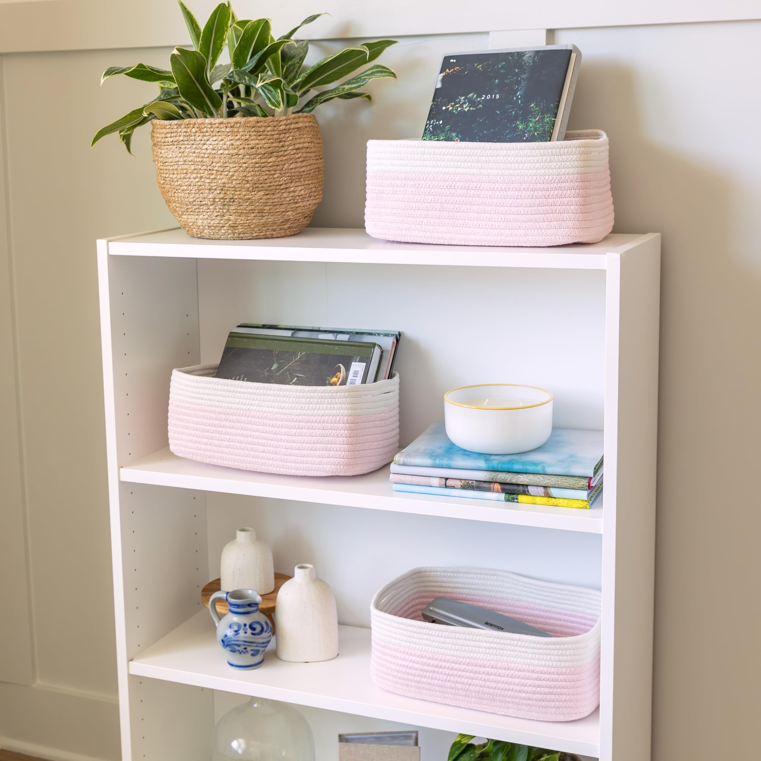 NaturalCozy rectangle basket with more-storage showing generous interior space for toys and books.