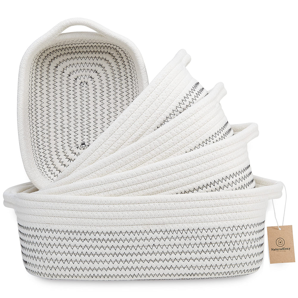 NaturalCozy rectangle basket set packaging shows gift-ready storage.