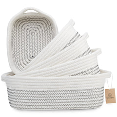 NaturalCozy rectangle basket set packaging shows gift-ready storage.