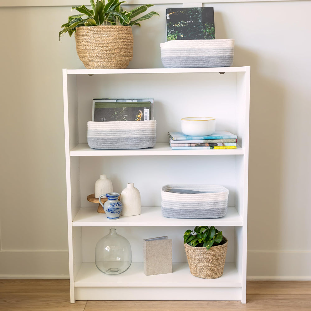 NaturalCozy rectangle basket shelf decor blends practicality with stylish display.
