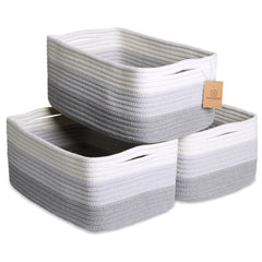 NaturalCozy rectangle baskets fold neatly for sturdy shelf organization.
