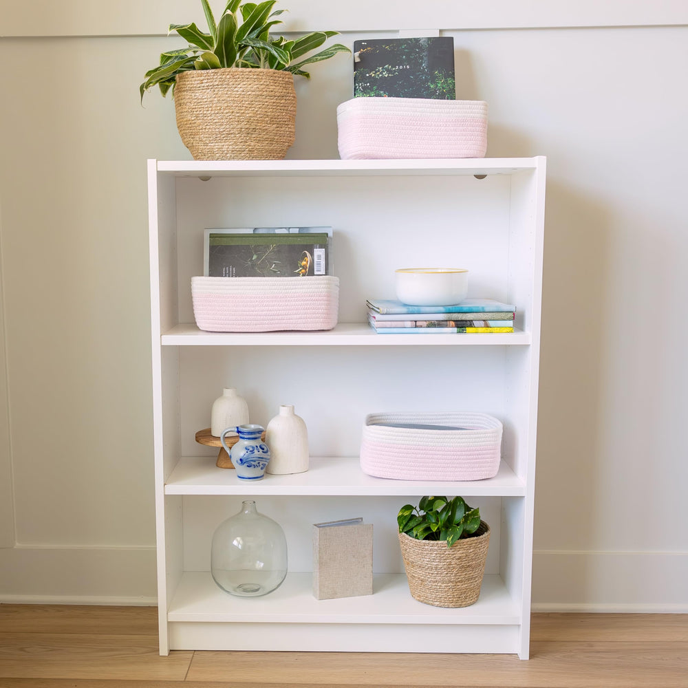 NaturalCozy rectangle baskets hidden handles reinforced design for easy carrying