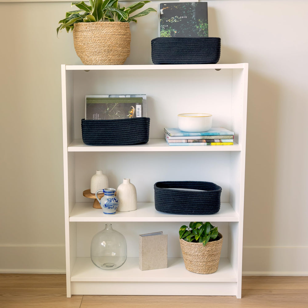 NaturalCozy stackable rectangle baskets showcasing compact storage