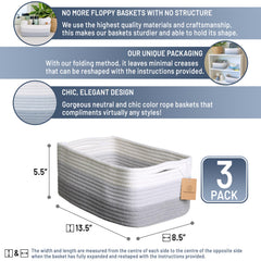 NaturalCozy rectangle baskets showcase structured rope for tidy nursery storage.
