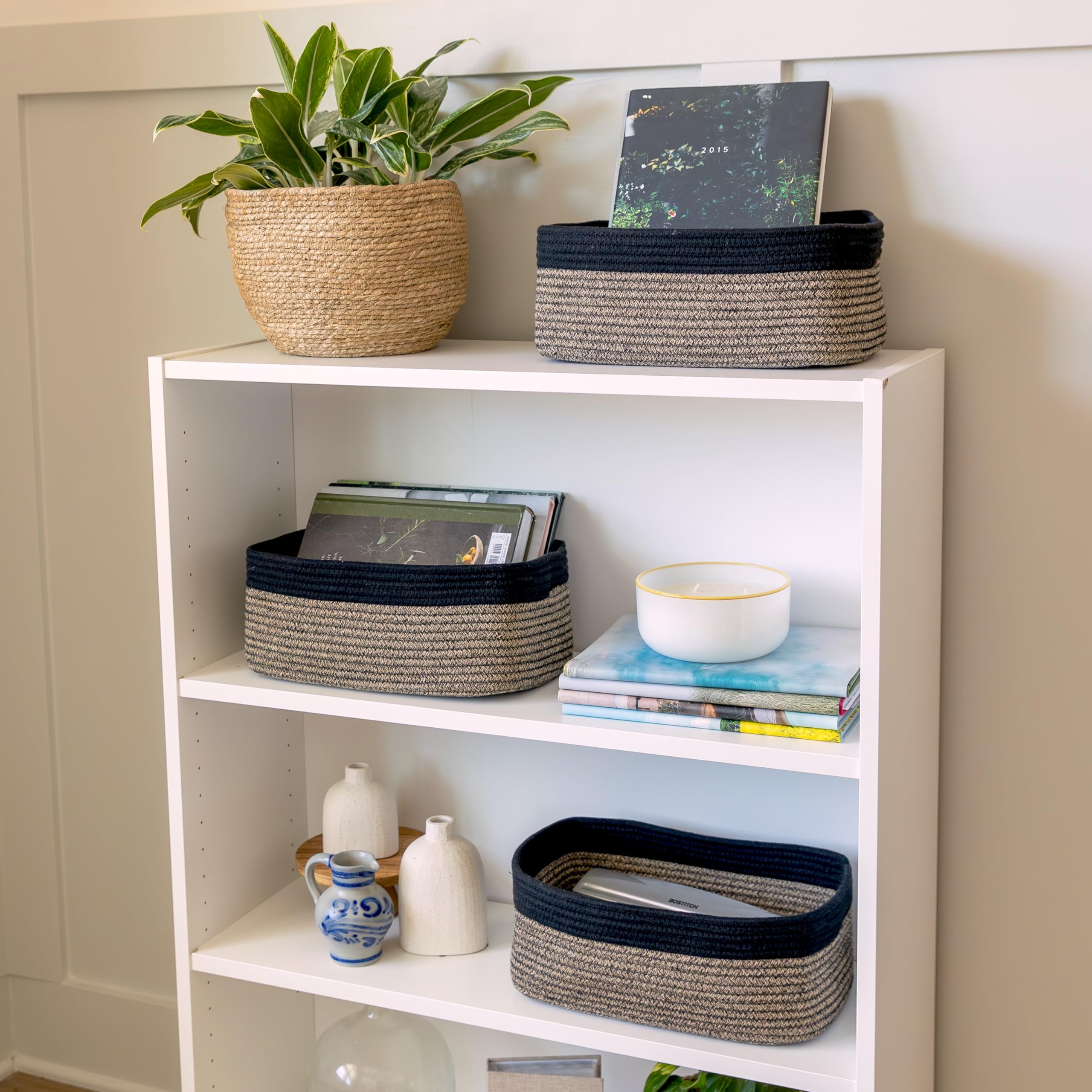 NaturalCozy rectangle bin filled with toys, showcasing increased storage space.
