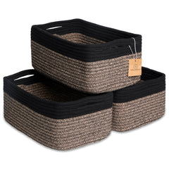 NaturalCozy rectangle storage basket on shelf demonstrating sturdy woven stability for organization.