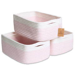 NaturalCozy rectangle storage baskets folded-structure showing firm shape for neat shelves