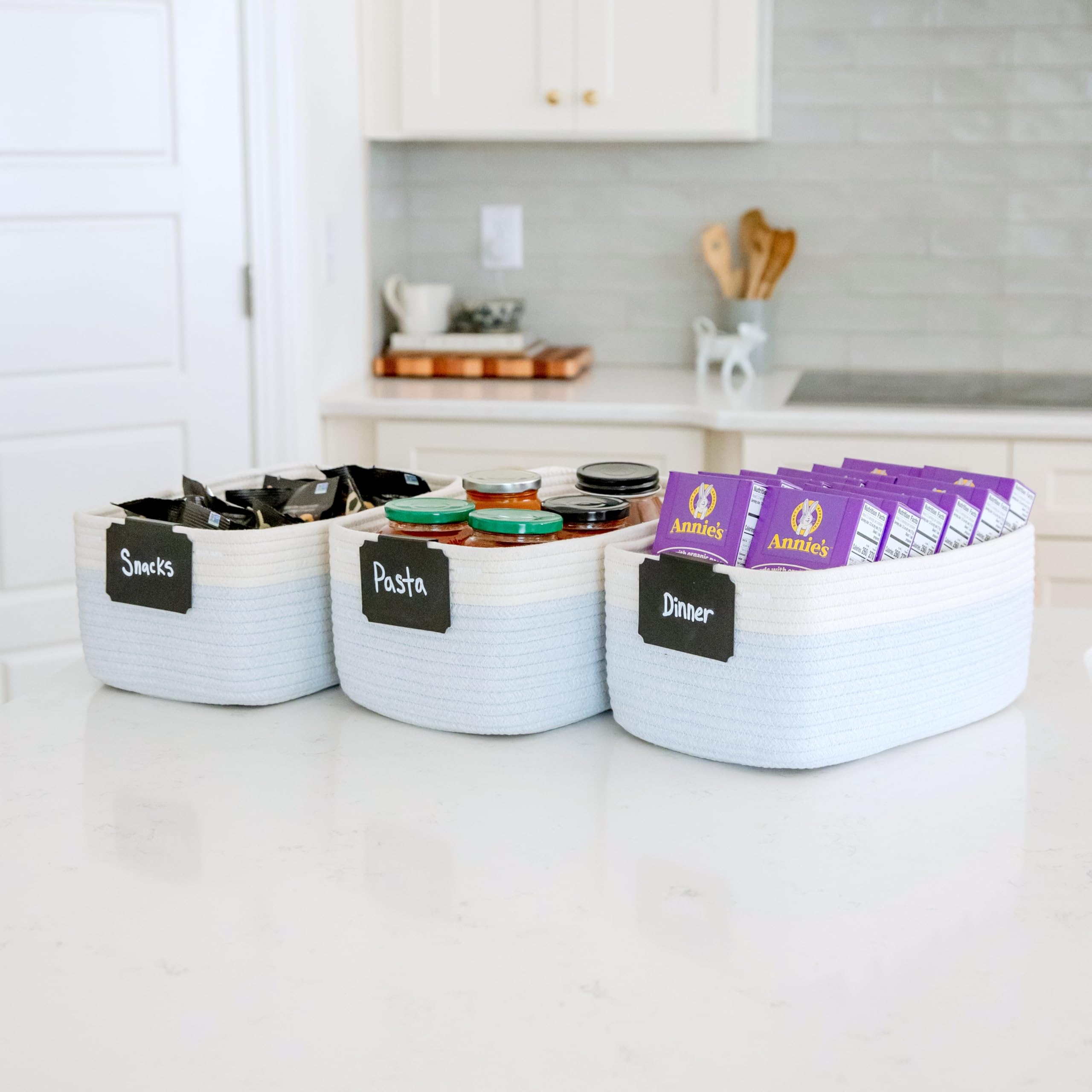 NaturalCozy rectangle storage baskets hidden handles blend in while offering convenient access