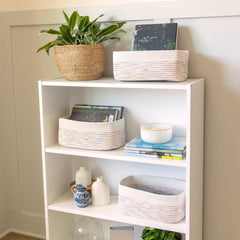 NaturalCozy nursery-friendly basket promotes tidy nursery essentials and diaper organization with soft cotton rope.