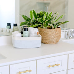 NaturalCozy rectangle storage baskets reinforced-handles enable easy carrying for toys and essentials.
