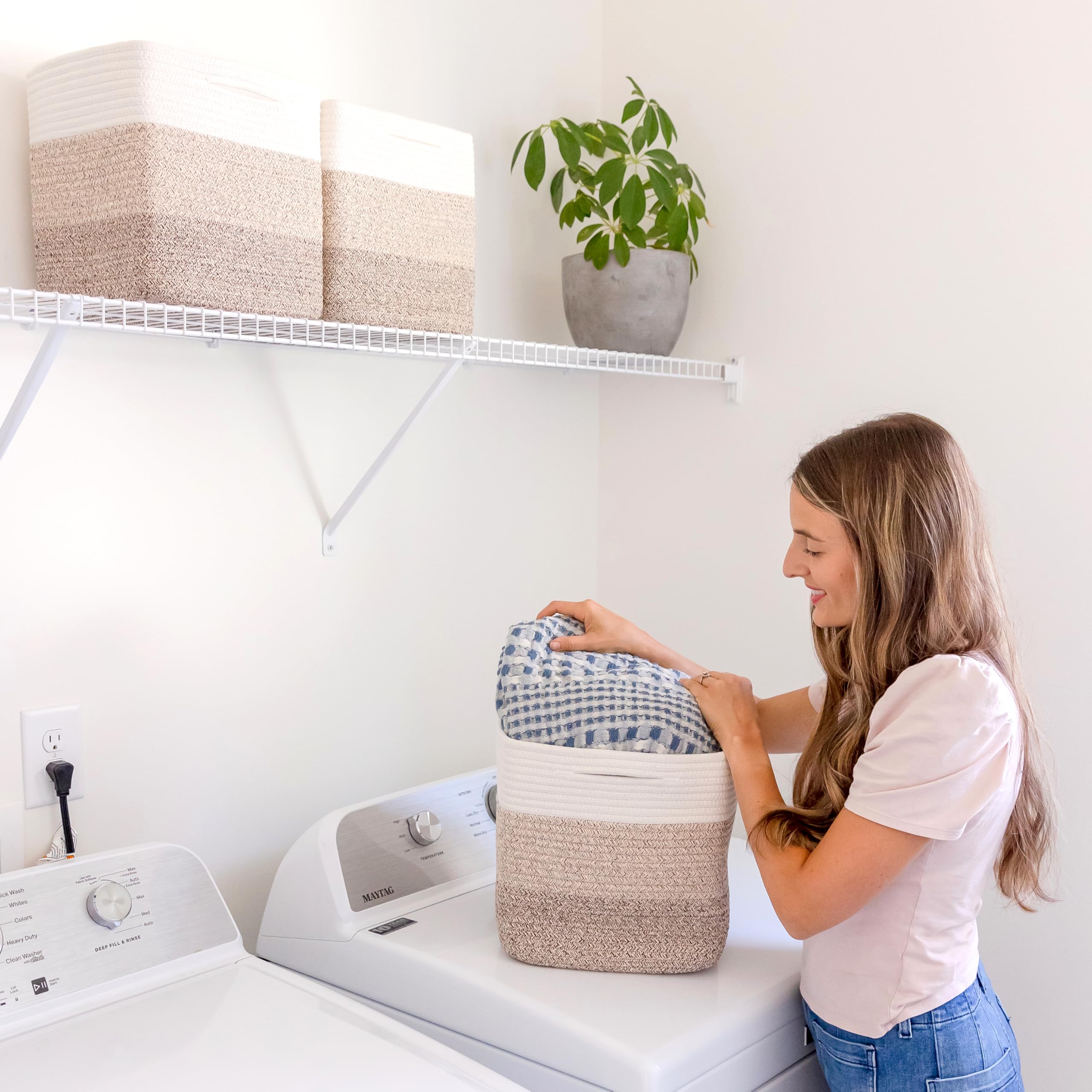 NaturalCozy room-organization basket stack neatly for clutter-free spaces.