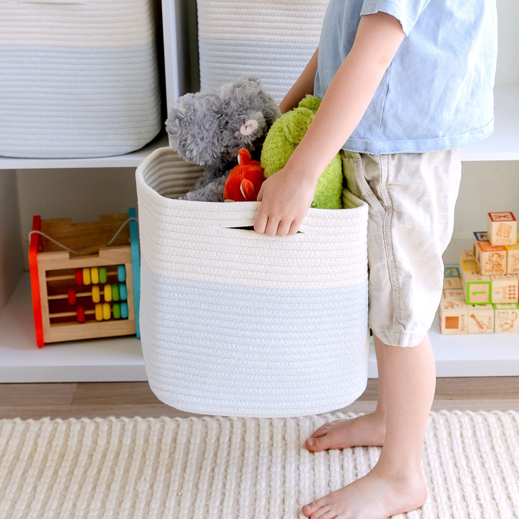 NaturalCozy shelf baskets help declutter bedrooms, classrooms, and storage spaces.