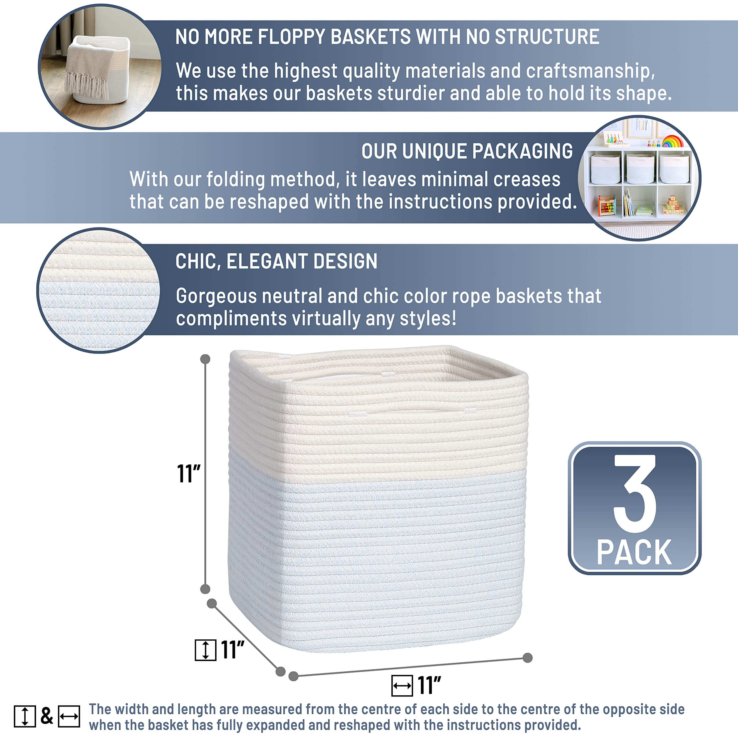 NaturalCozy square baskets reveal hidden handles for smooth carrying and heavy-load stability.