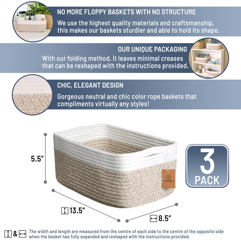 NaturalCozy storage basket folding method close-up highlights shaping with included instructions