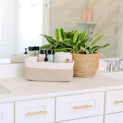NaturalCozy storage basket hidden reinforced handles close-up for easy, discreet lifting