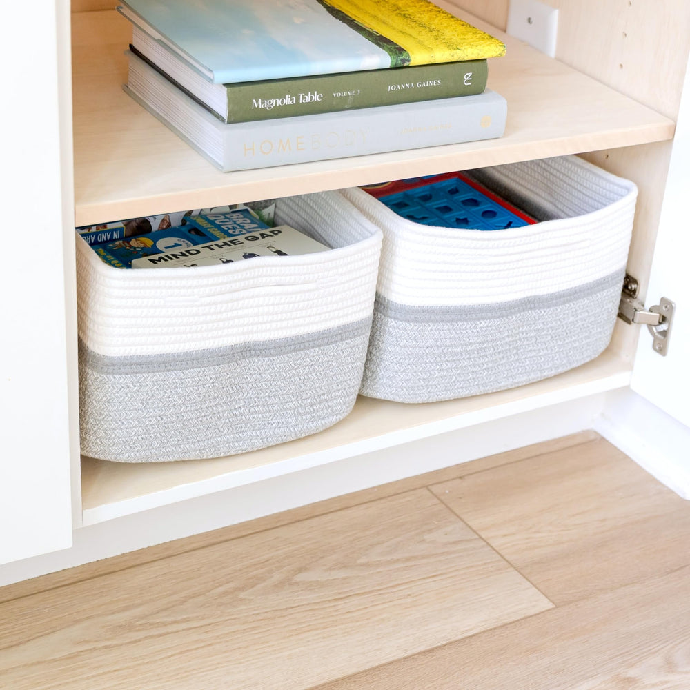 NaturalCozy storage basket blankets and clothes demonstrate practical closet or laundry organization