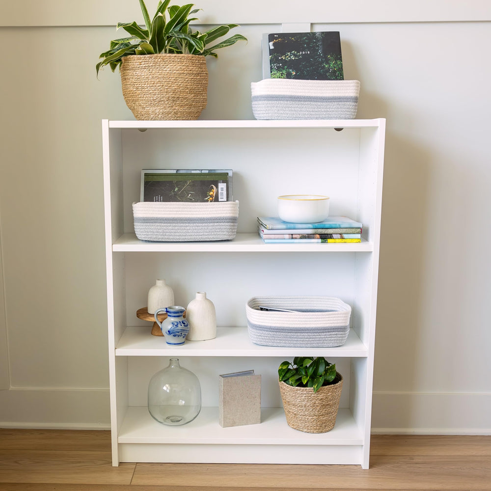 NaturalCozy cube-shelf decor basket adds tidy, decorative storage to living spaces.