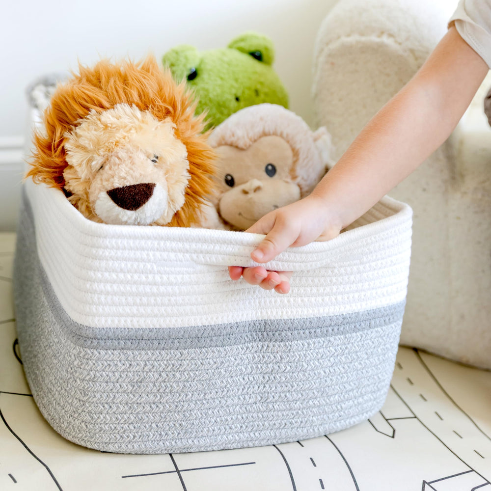 NaturalCozy storage basket double-stitched handles ensure durability with a clean, minimal look