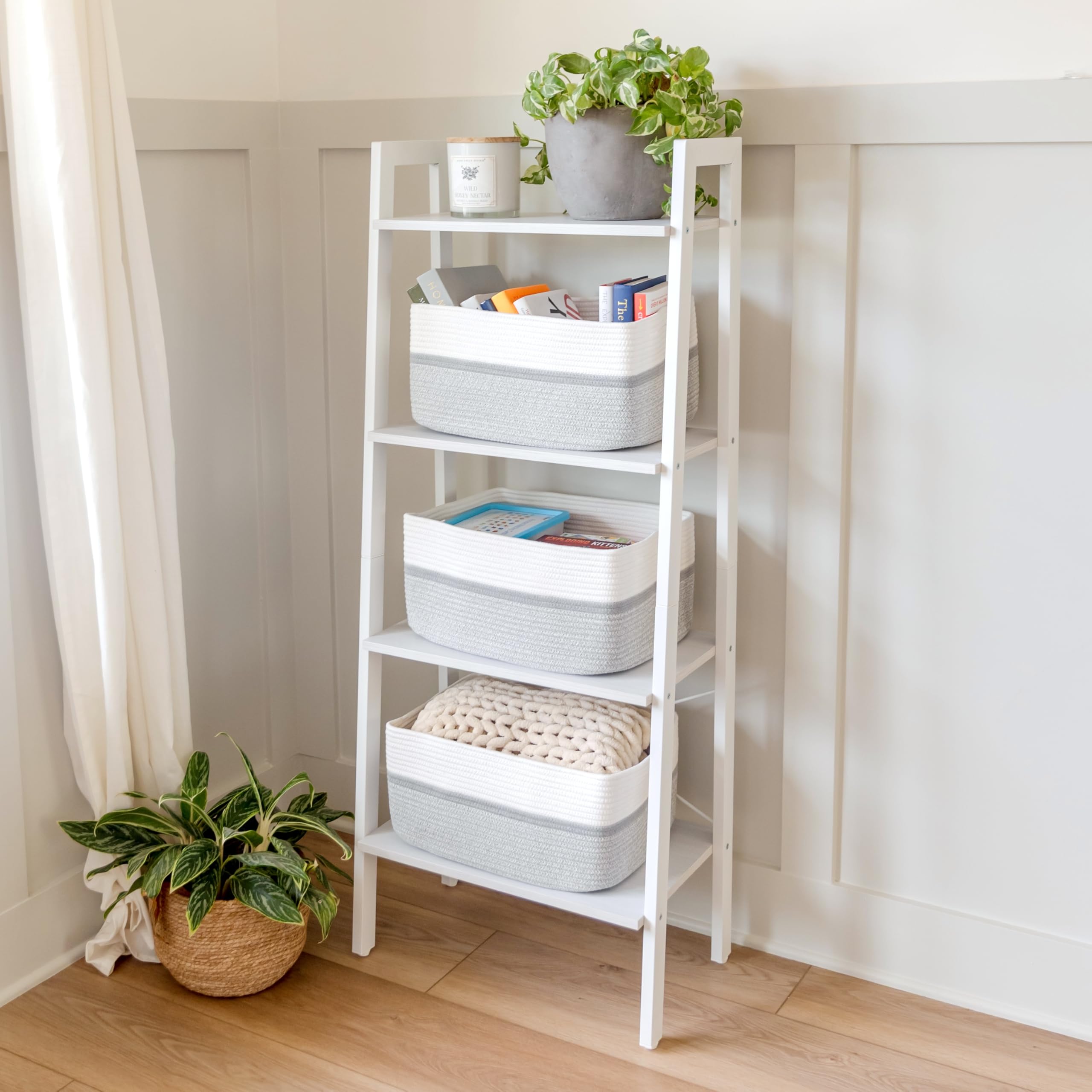 NaturalCozy storage basket hidden handles show easy lifting without visible hardware