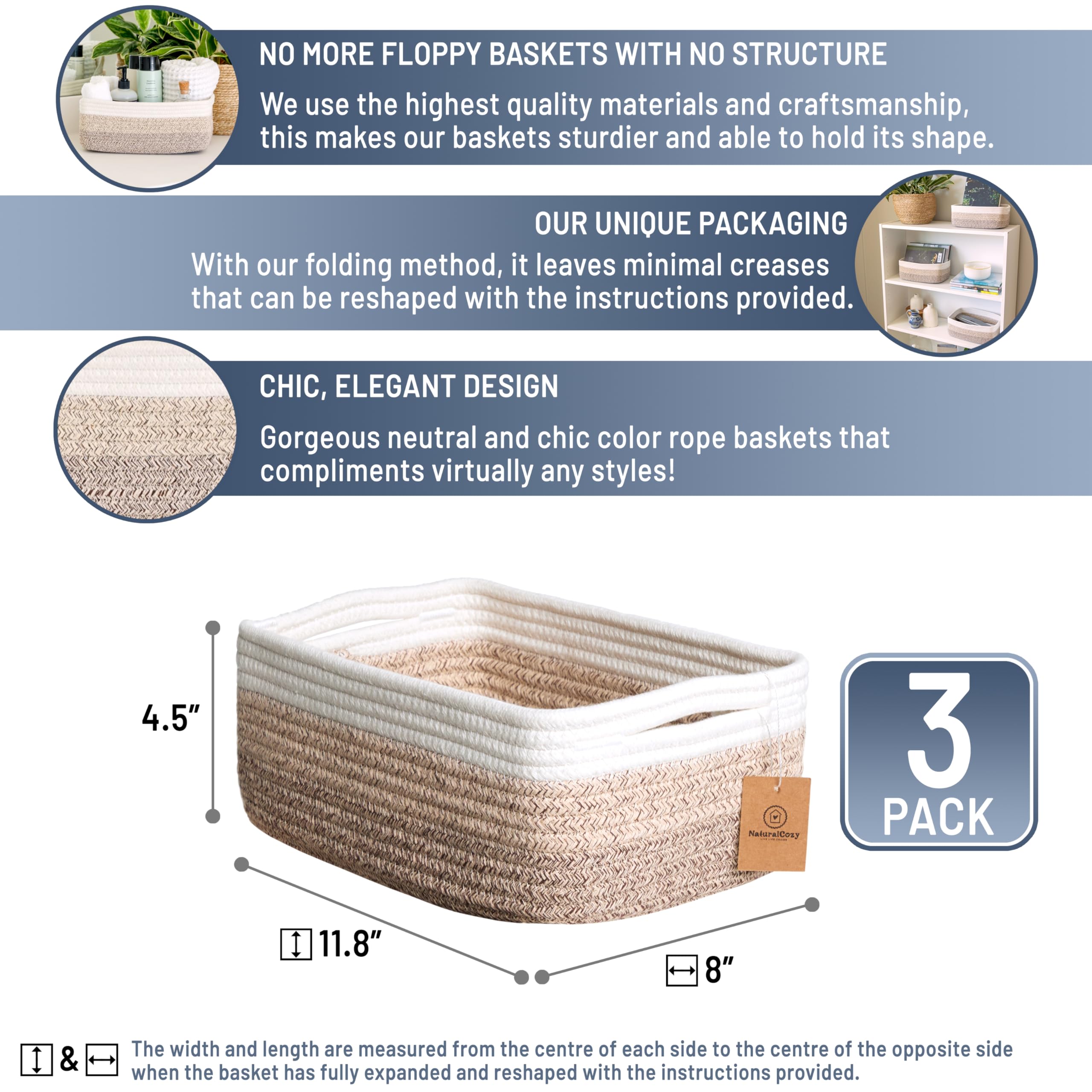 NaturalCozy storage basket in closet demonstrates space-saving toy and accessory storage.
