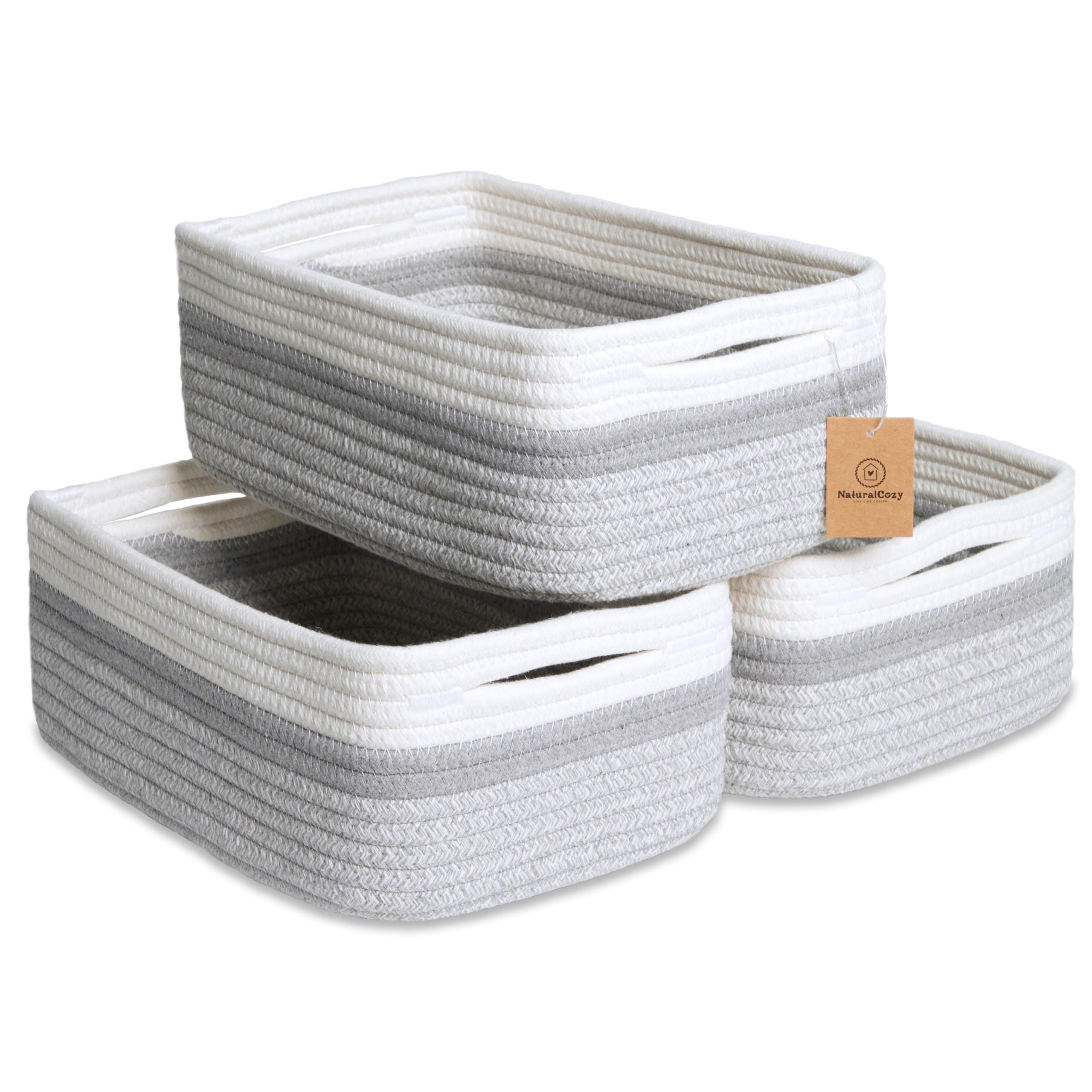 NaturalCozy storage basket demonstrates rectangular folding for a firm, tidy shelf setup.