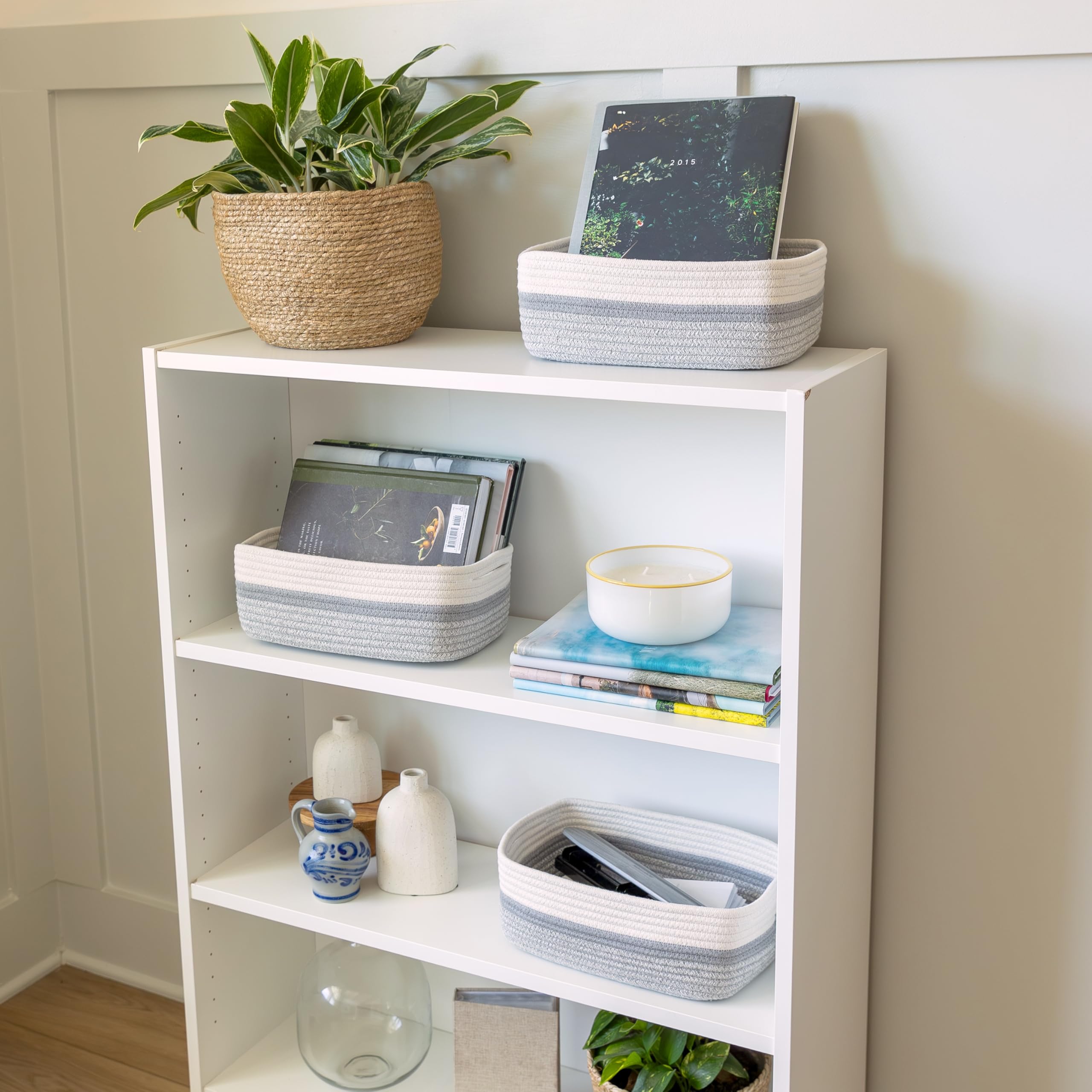 NaturalCozy cotton material emphasizes safety and natural organization for nursery and bathroom.