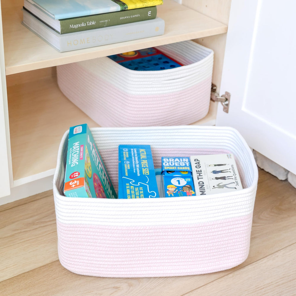 NaturalCozy storage baskets cotton material close-up highlights natural texture.