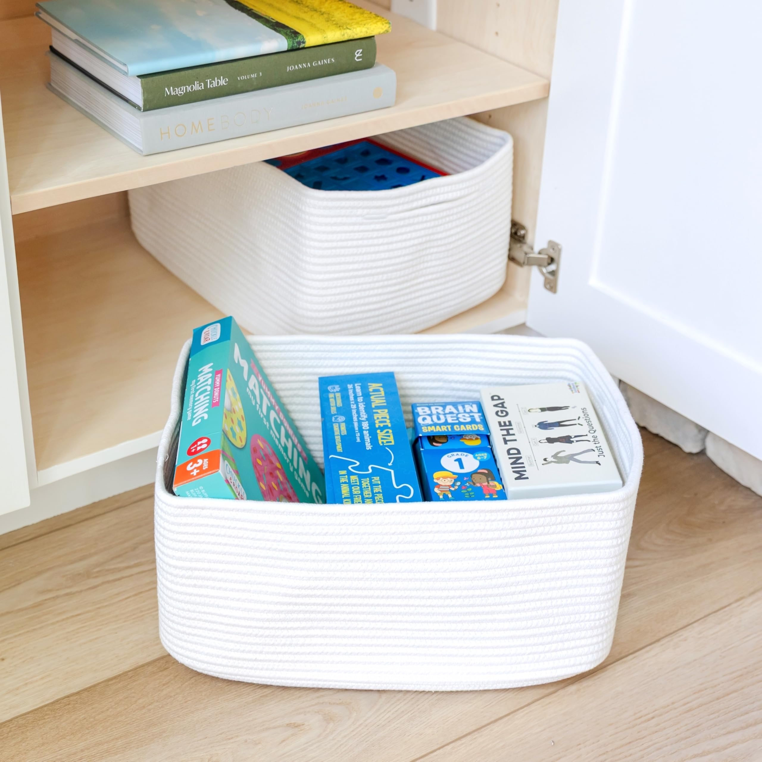 NaturalCozy storage baskets ensure easy transport with hidden double-stitched handles