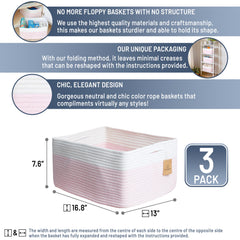 NaturalCozy storage baskets folding method instruction demonstrates easy shaping for a neat look.