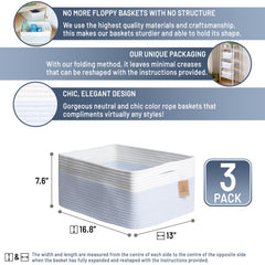 NaturalCozy Storage Baskets folding-method shows easy shaping and durable form.