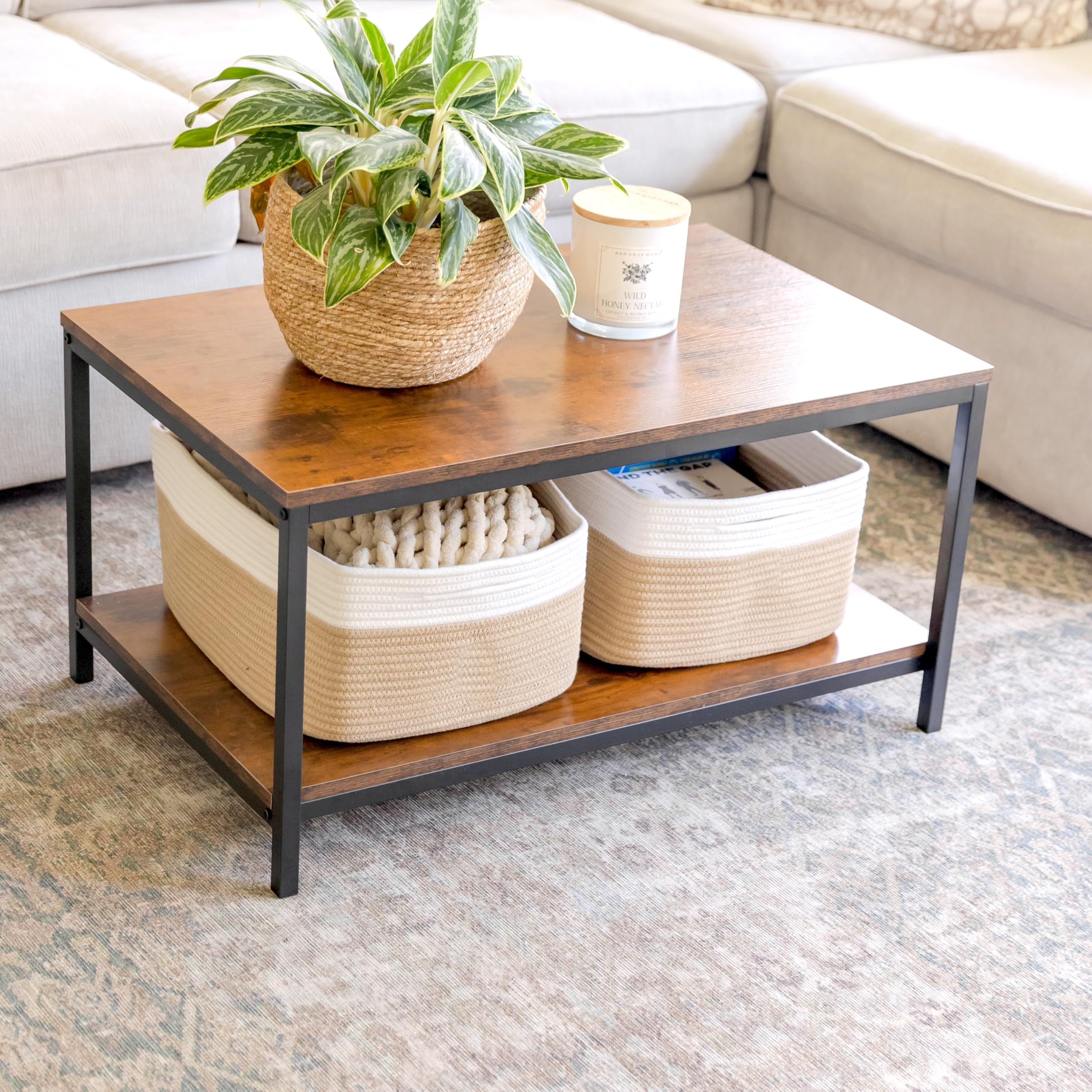 NaturalCozy hidden handles demonstrate durable stitching for easy lifting.