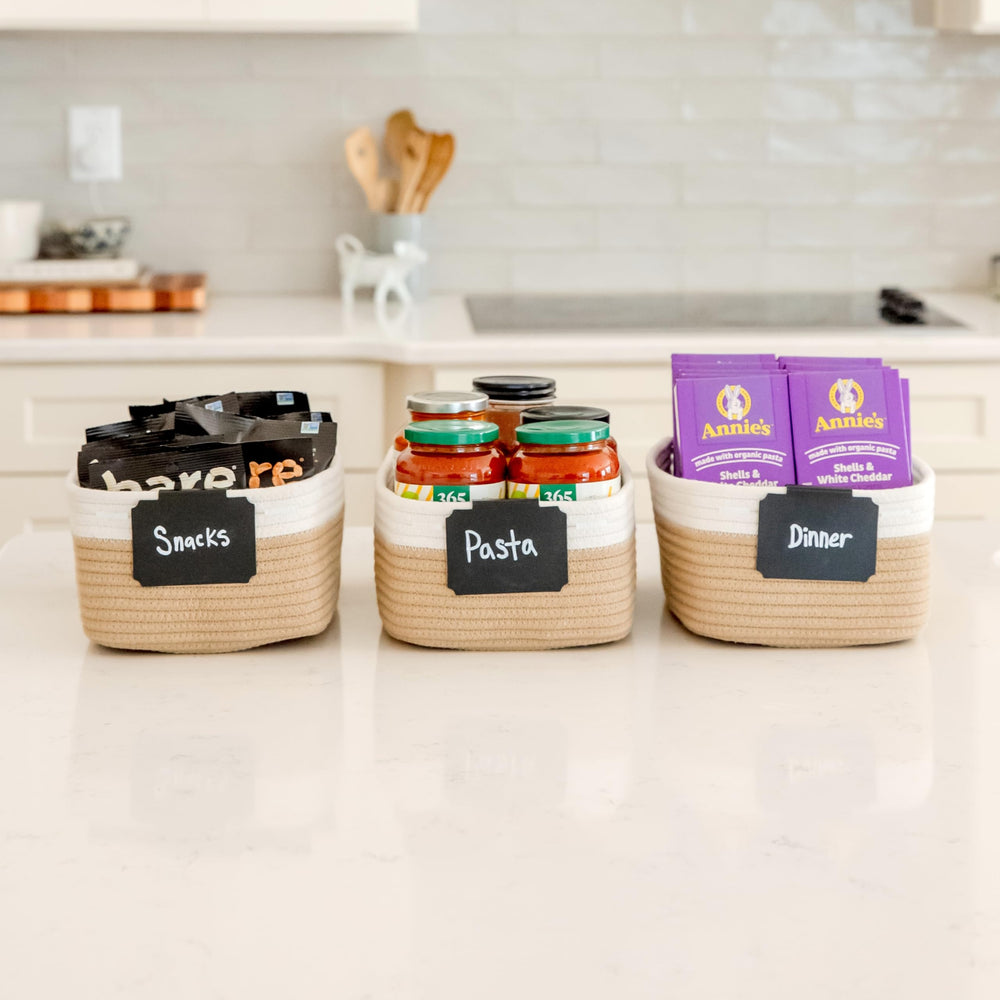 NaturalCozy nursery-use baskets bring soft texture and tidy organization.
