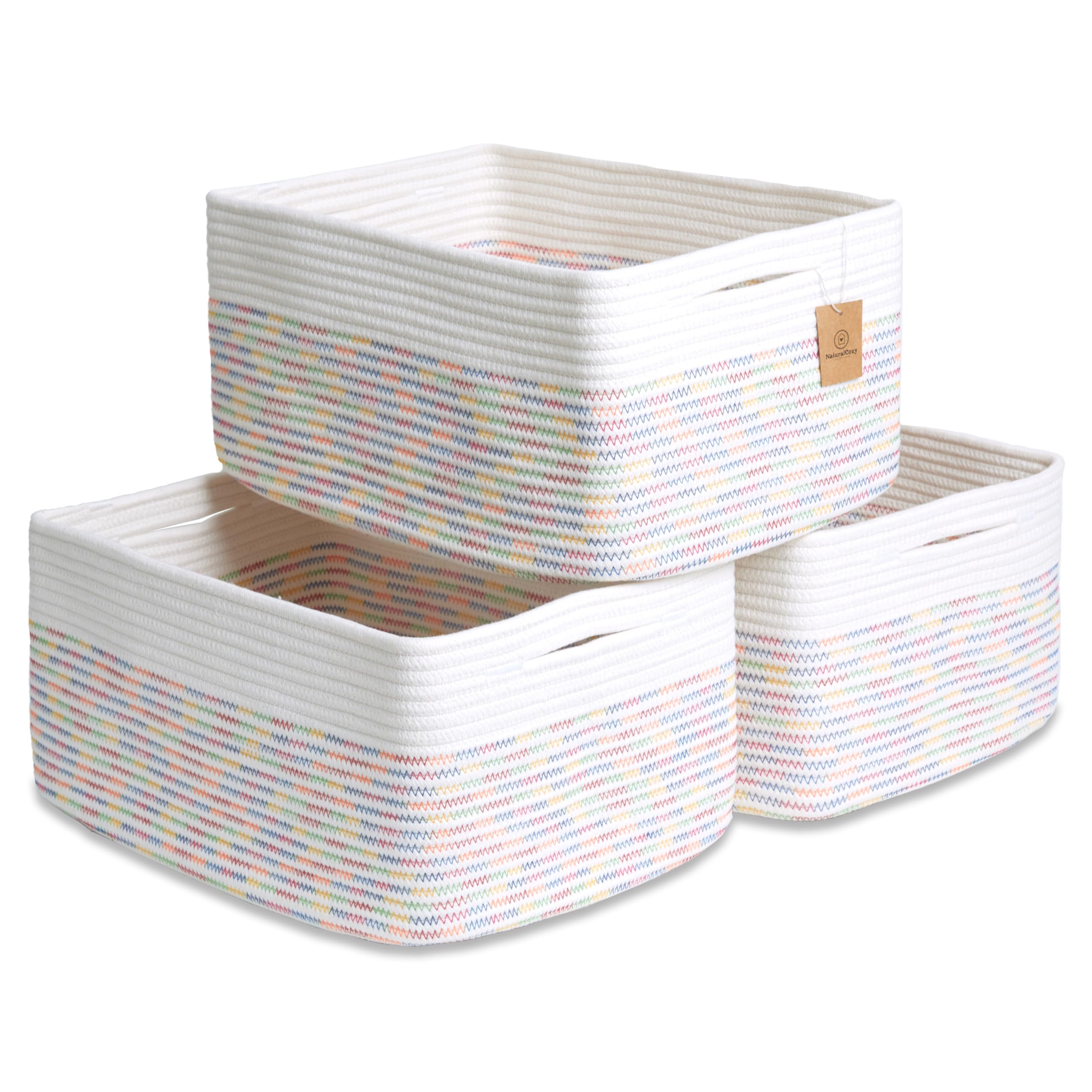 NaturalCozy storage baskets rectangle-bin folded-structure for tidy shelves