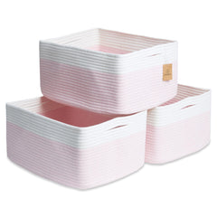 NaturalCozy storage baskets front view showing a crisp, structured shape for tidy shelves.