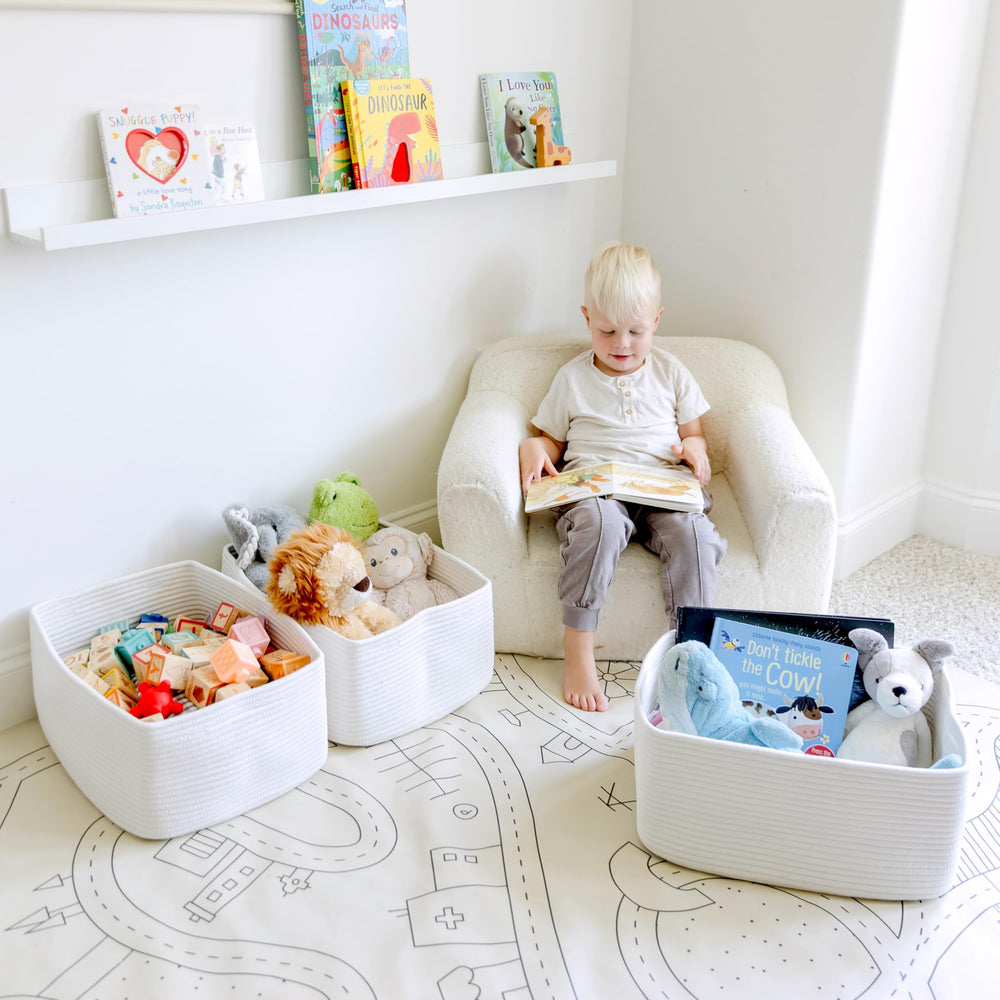 NaturalCozy storage baskets retain shape, helping organize toys and blankets without sag