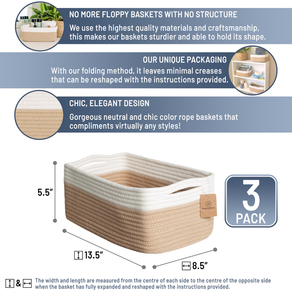 NaturalCozy storage baskets-structured-design highlight sturdy shape for durable, clutter-free spaces.