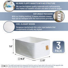 NaturalCozy storage baskets highlight sturdy cotton material ideal for kid-friendly storage