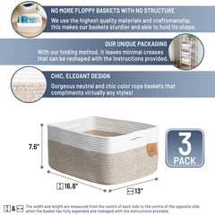 NaturalCozy storage baskets sturdy cotton rope highlights durable long lasting organization
