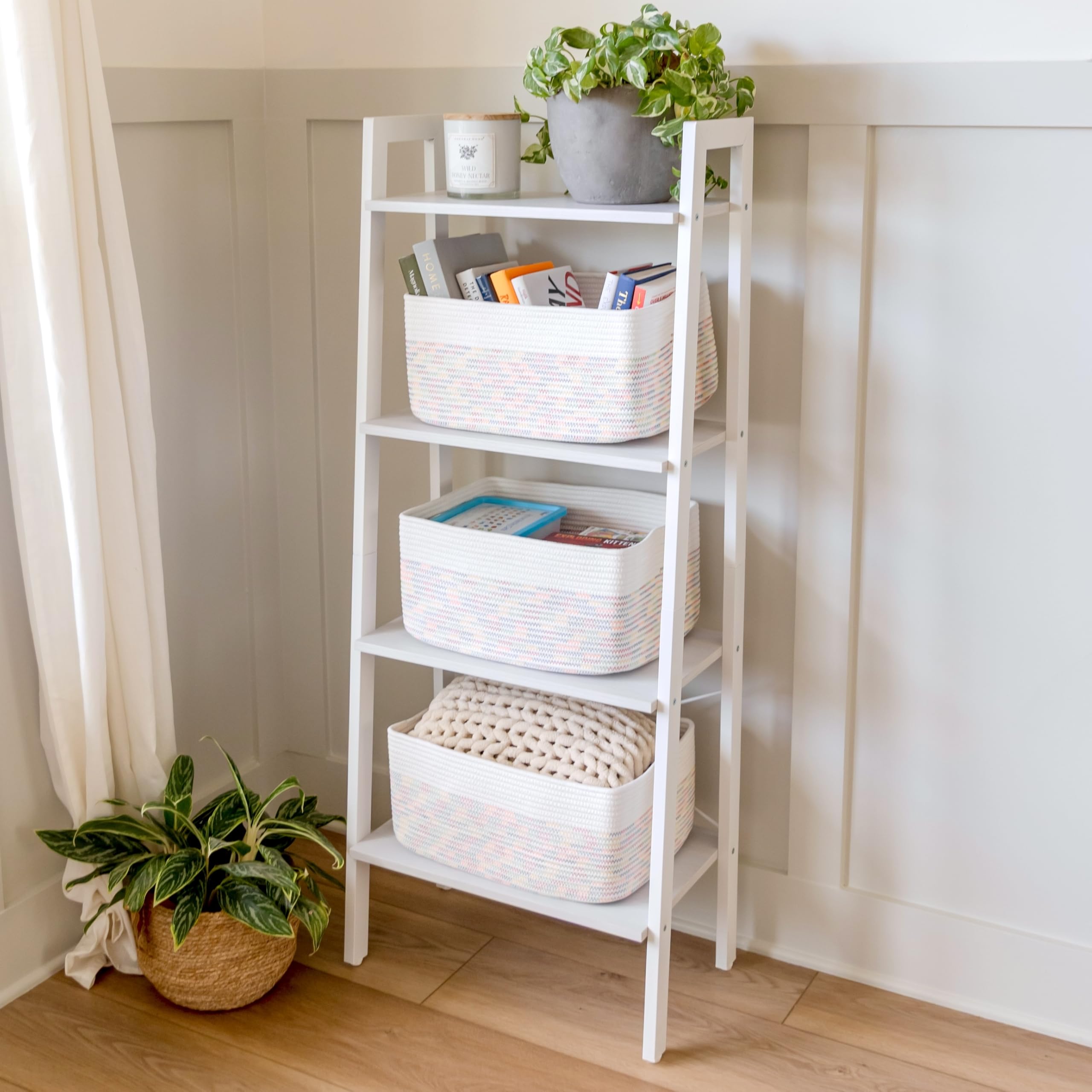 NaturalCozy toy storage setup demonstrates versatile room organization