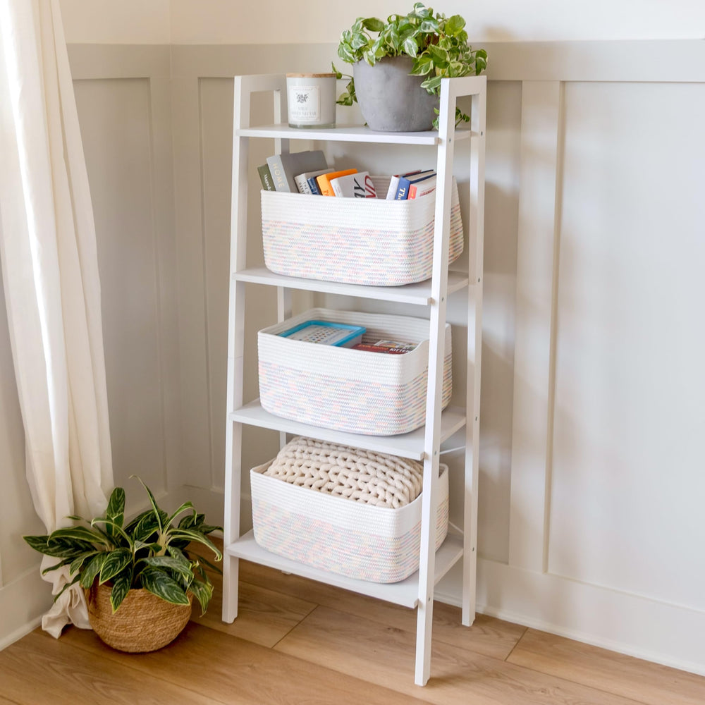 NaturalCozy toy storage setup demonstrates versatile room organization