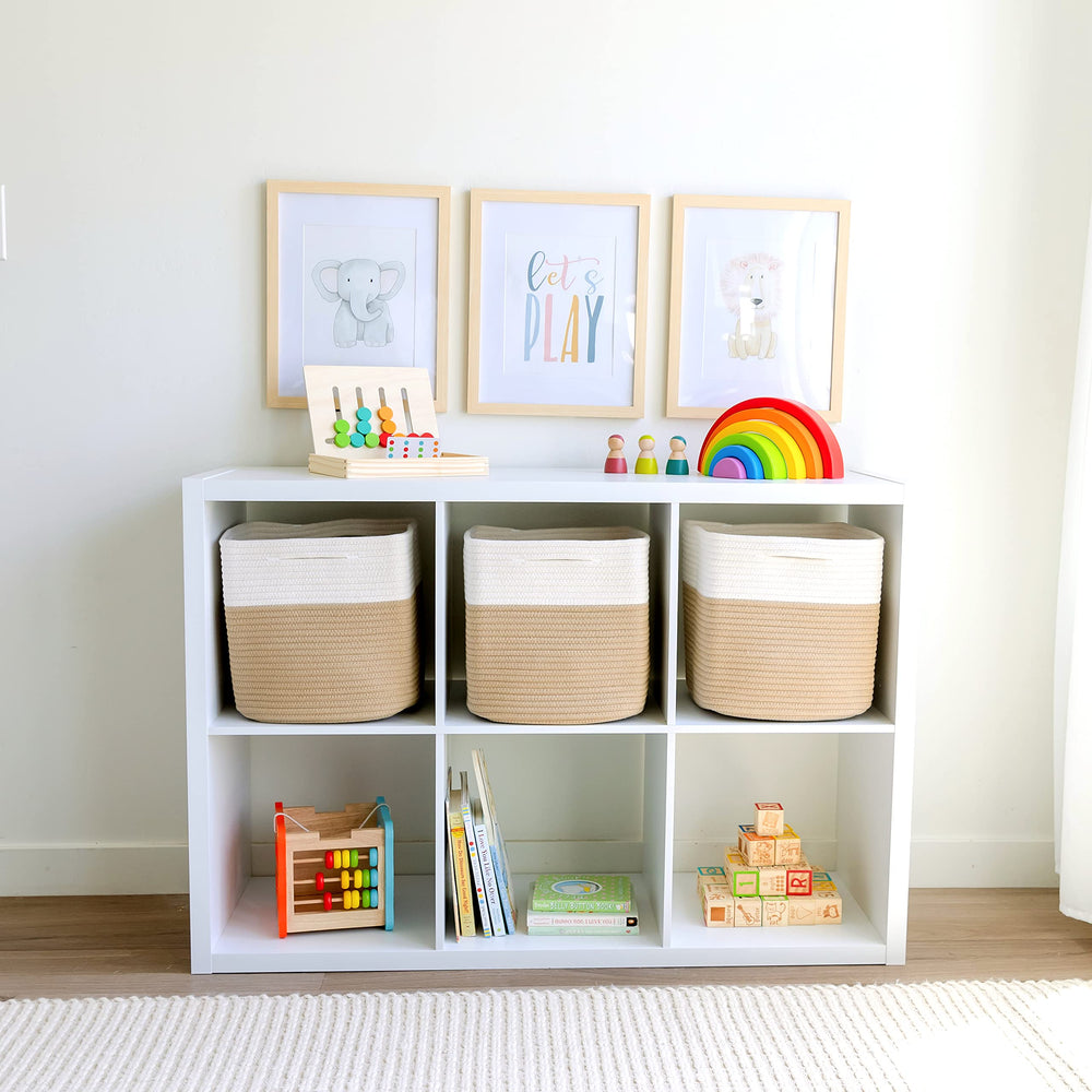 NaturalCozy Storage Cubes hidden-handles create a clean, clutter-free look.