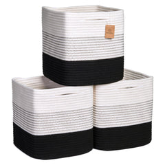 NaturalCozy storage cubes demonstrate folding method for tidy shelves