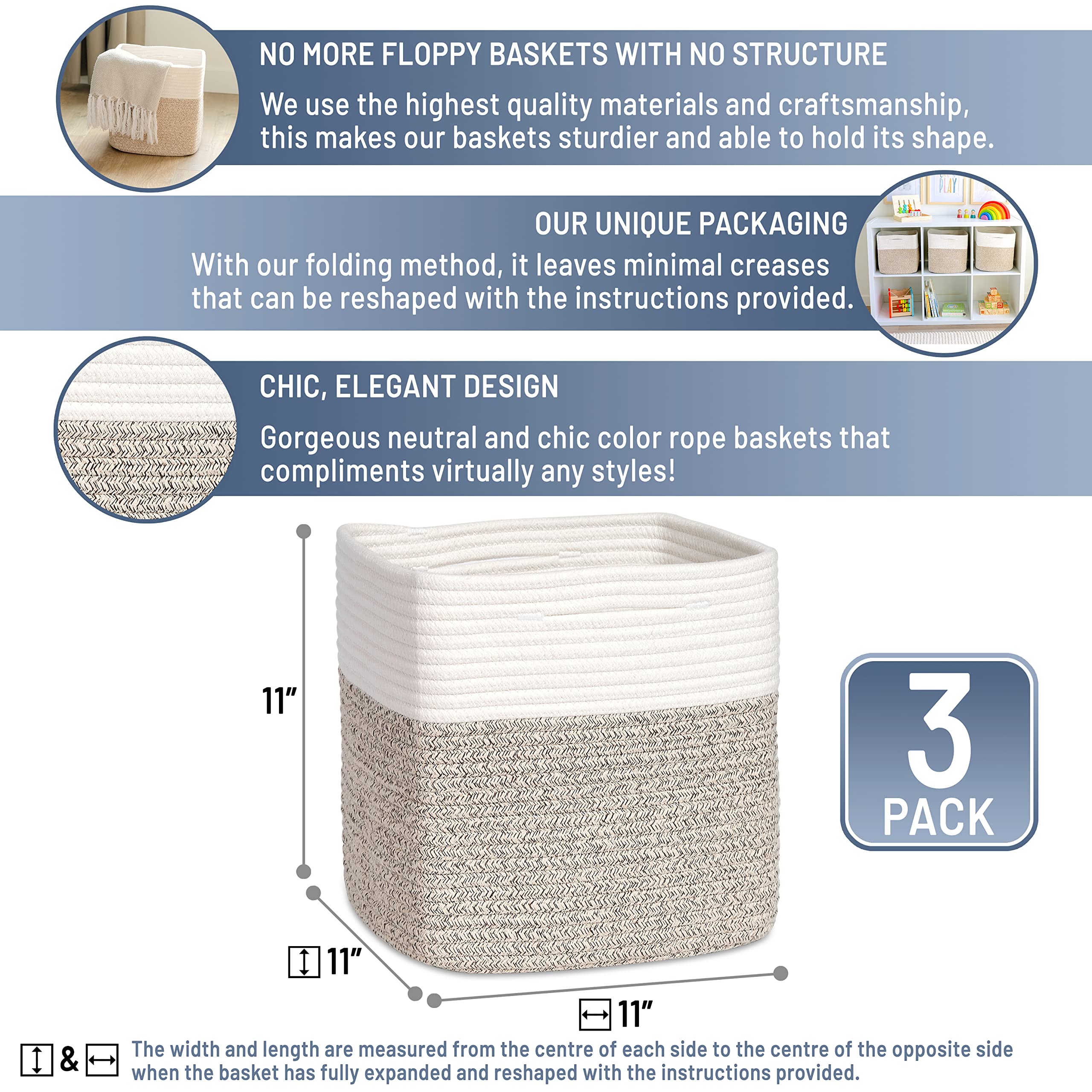 NaturalCozy storage cubes hidden-handles enable easy transport for tidy organization