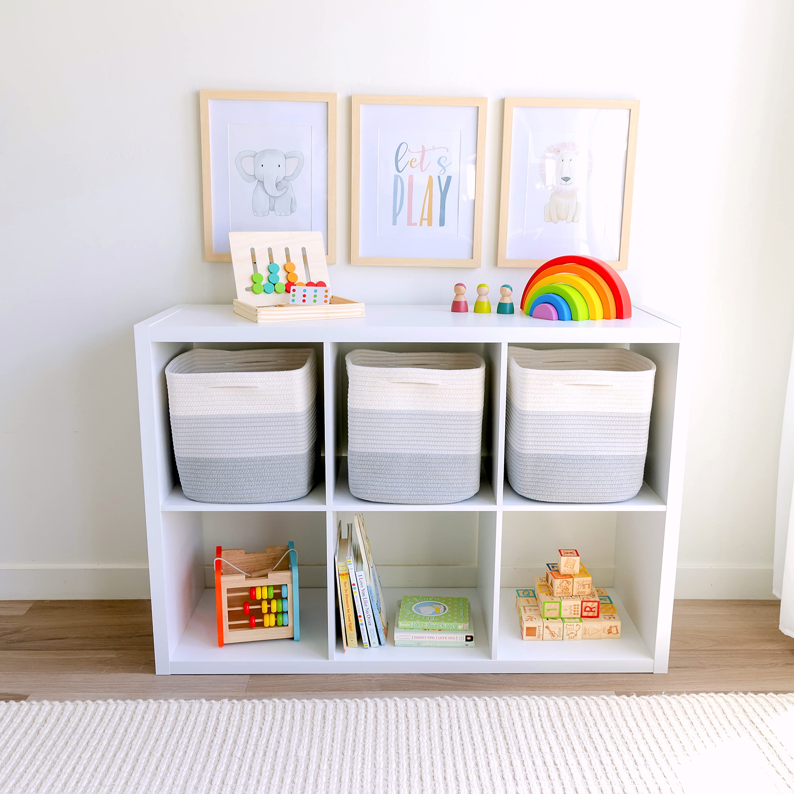 NaturalCozy cotton rope basket highlights safe, sturdy material for child-friendly storage.
